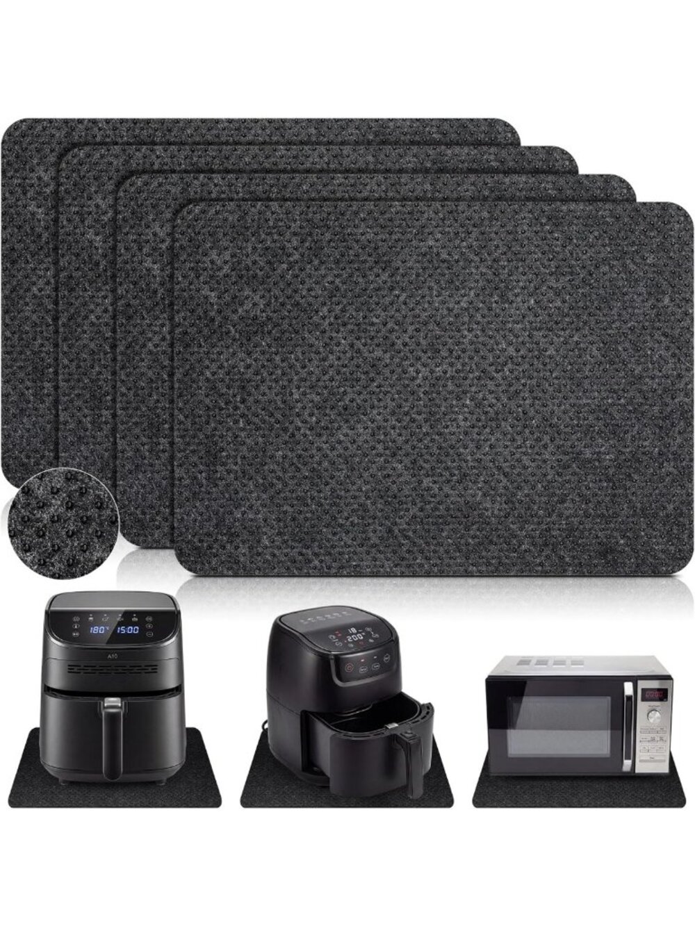 4 Pcs Heat Resistant Kitchen Mats for Air Fryer & Appliances, Non-Slip, 16x12